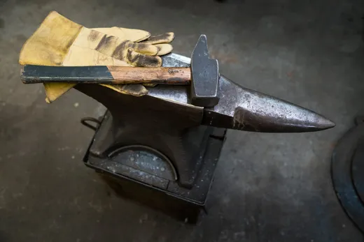 Hammer and anvil in the workshop